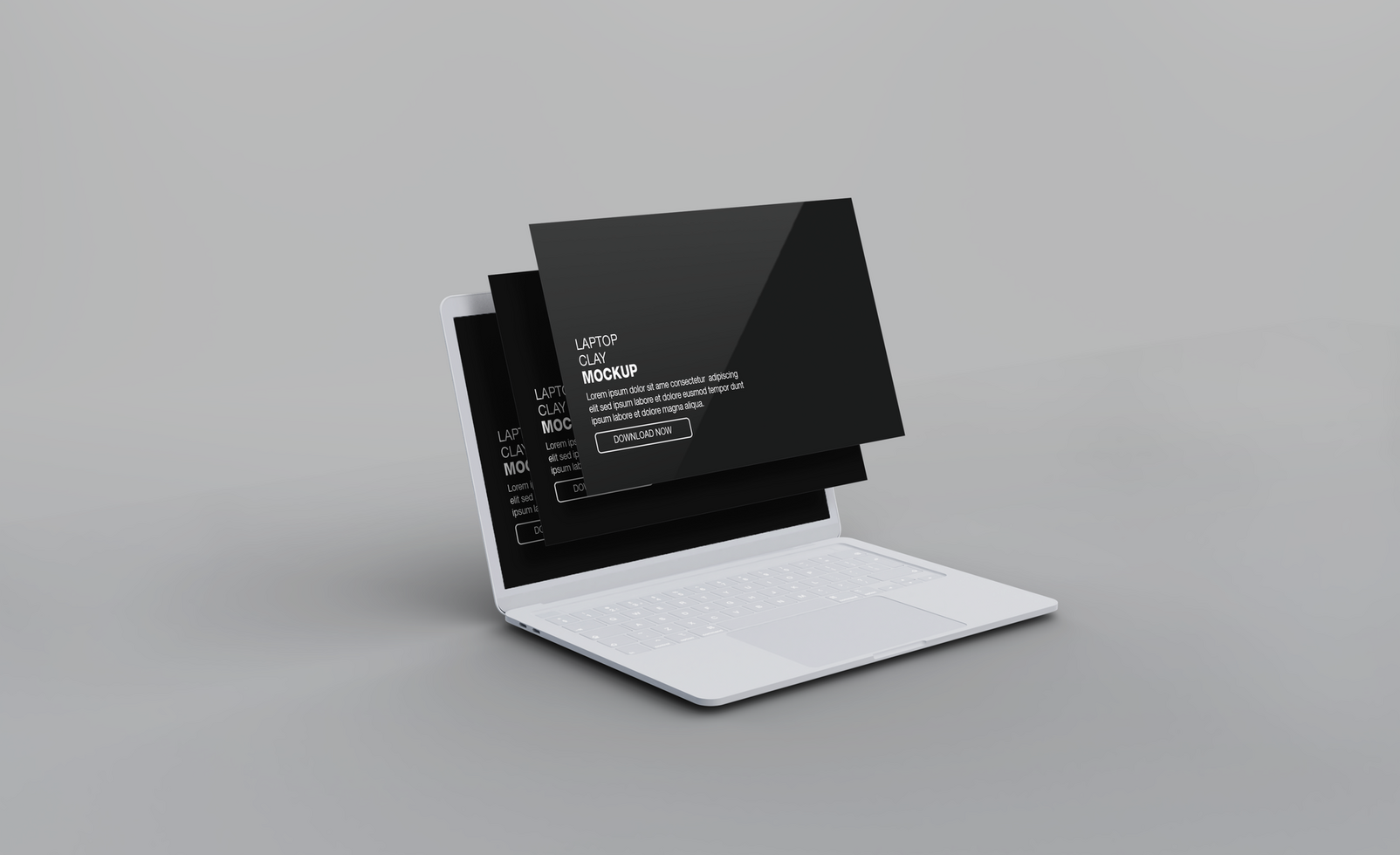 Realistic clay laptop with front view mockup design psd