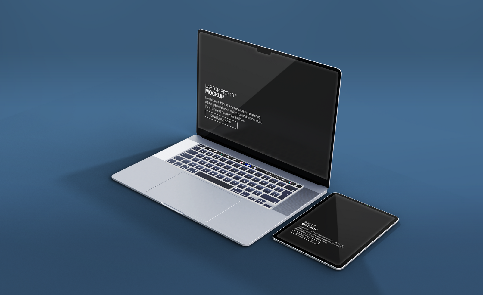 Realistic laptop pro with front view mockup design isolated psd