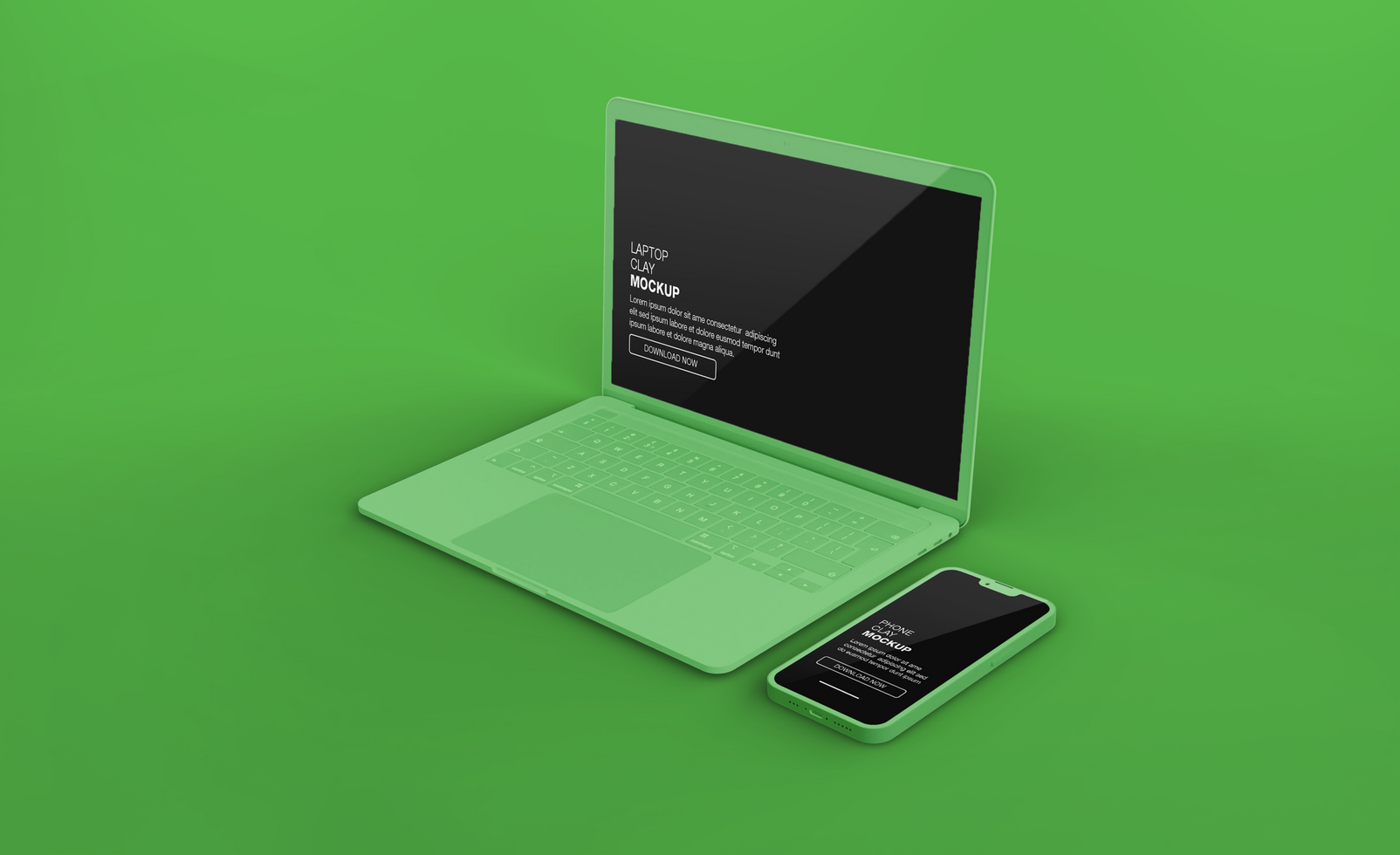 Realistic clay laptop with front view mockup design psd