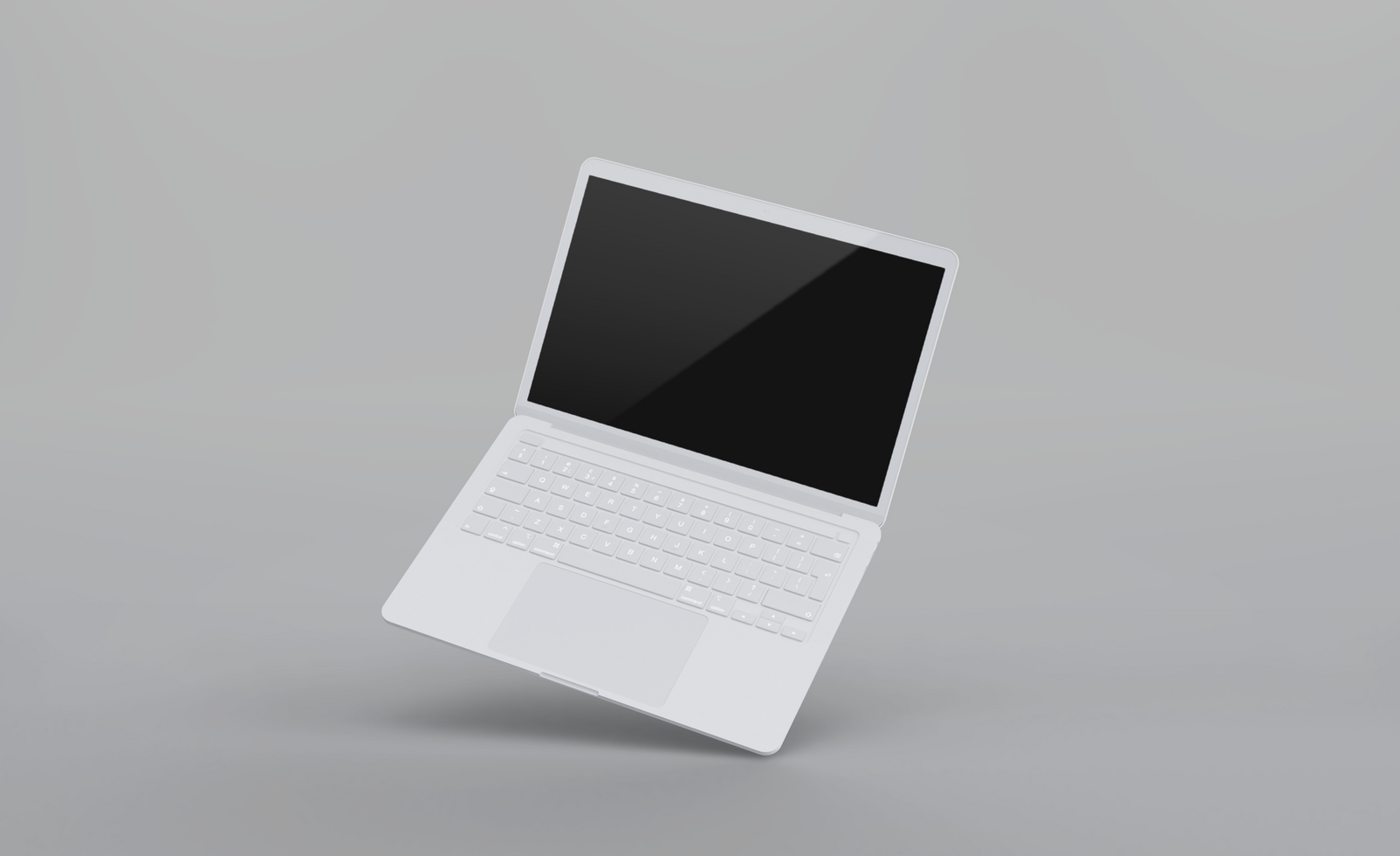 Realistic clay laptop with front view mockup design psd