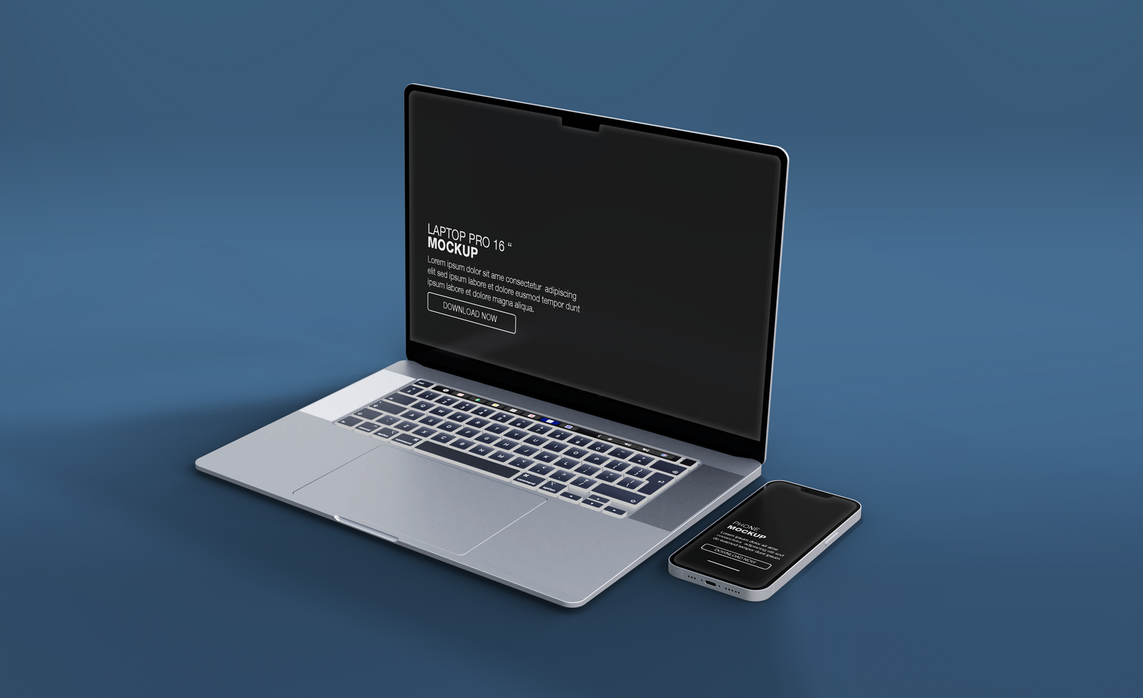 Realistic laptop pro with front view mockup design isolated psd