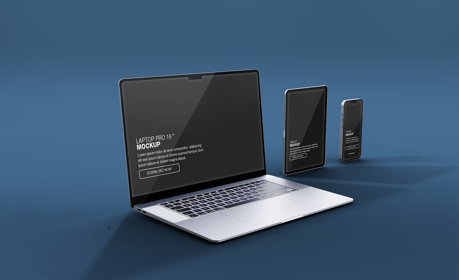 Realistic laptop pro with front view mockup design isolated psd