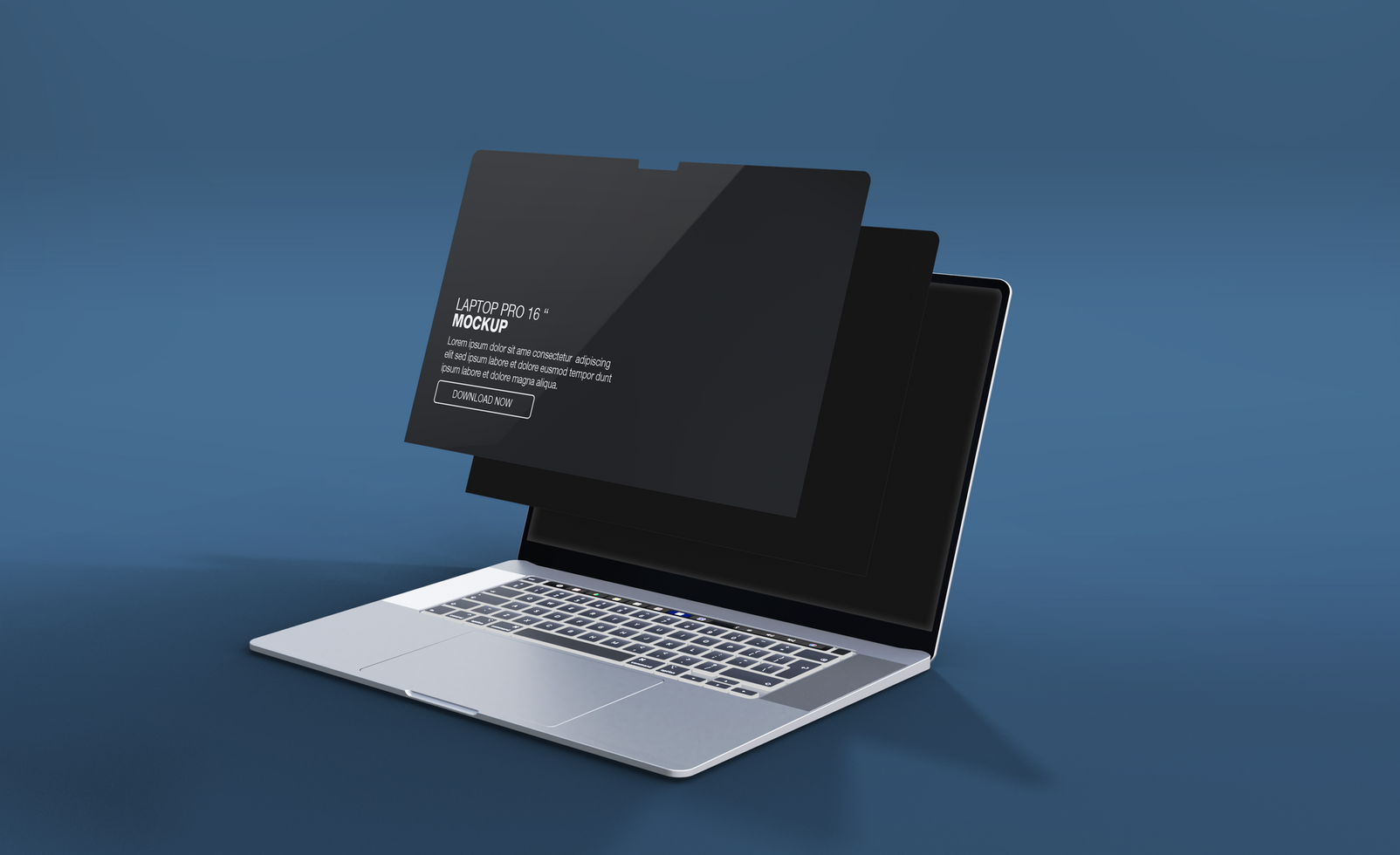 Realistic laptop pro with front view mockup design isolated psd