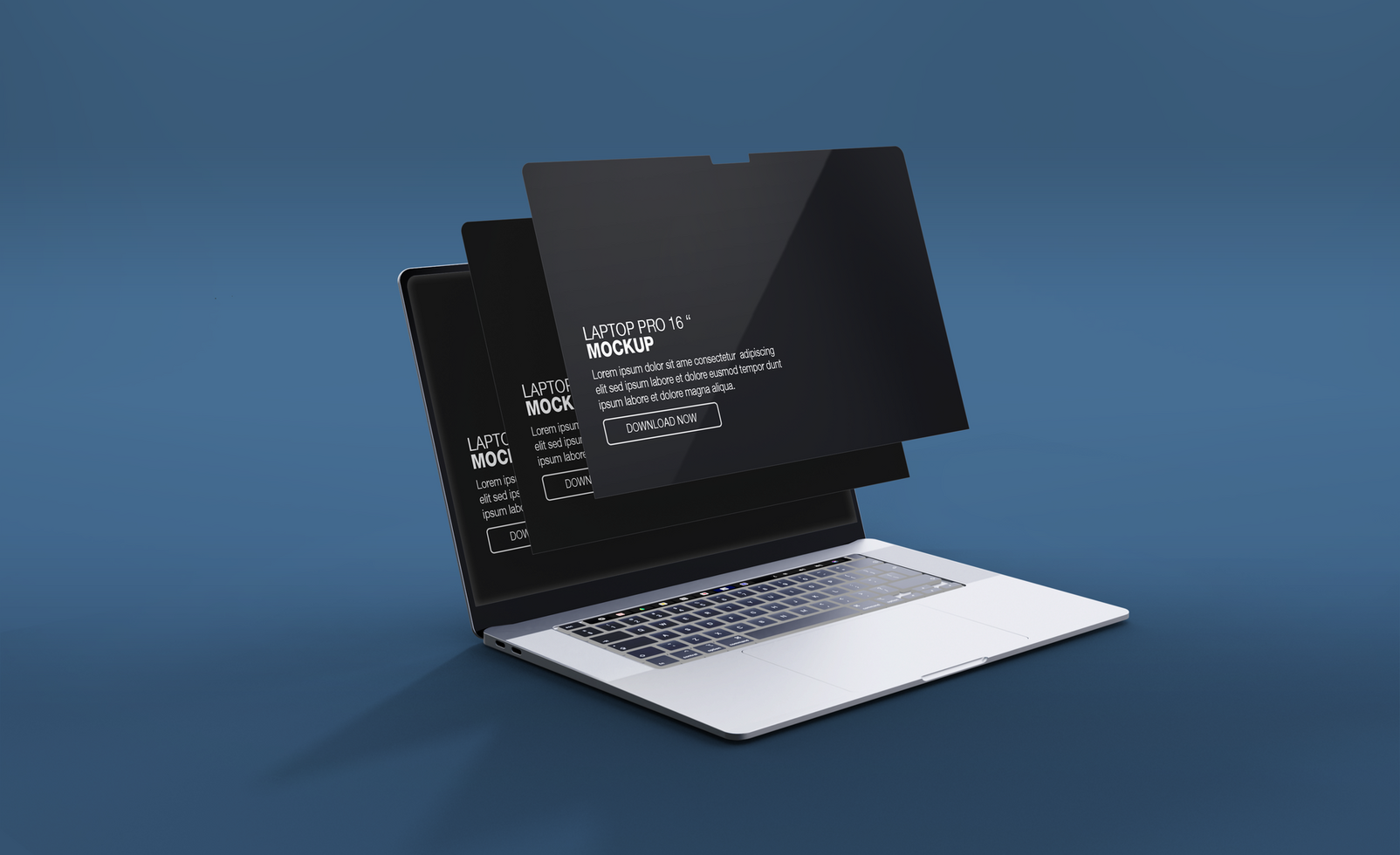 Realistic laptop pro with front view mockup design isolated psd