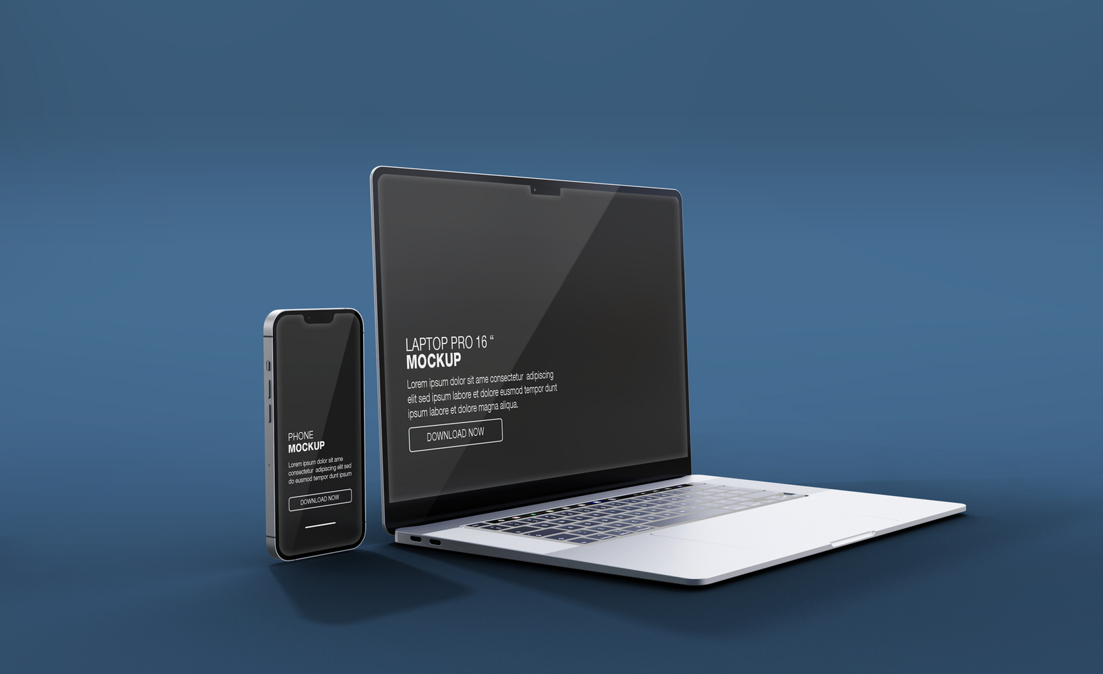 Realistic laptop pro with front view mockup design isolated psd