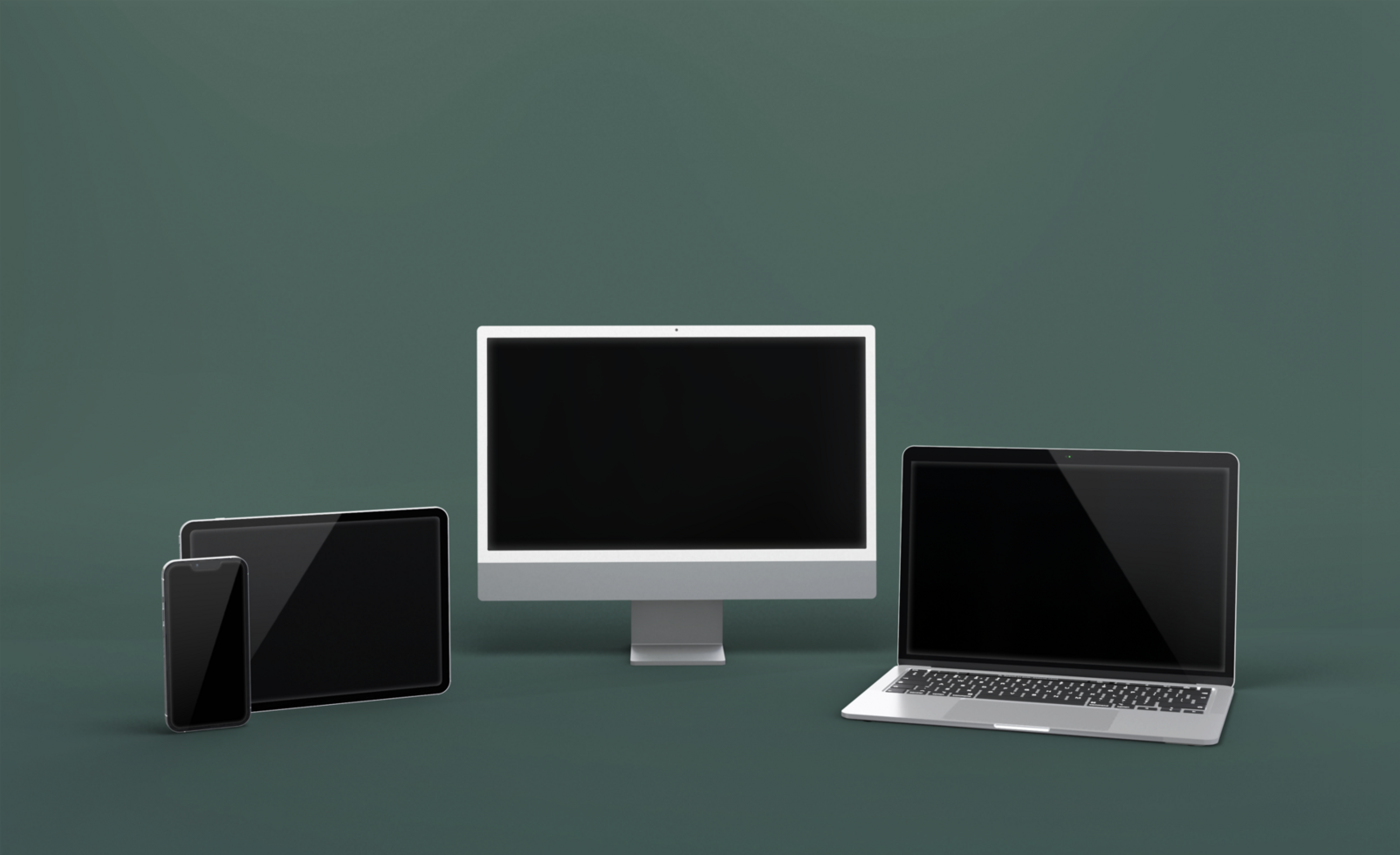 Realistic laptop, phone, pad, computer mockup design isolated render psd