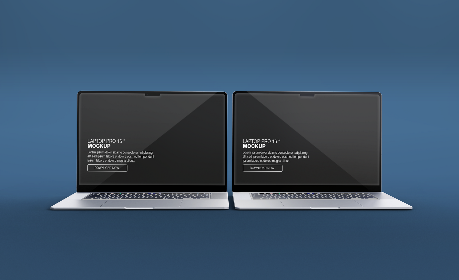 Realistic laptop pro with front view mockup design isolated psd
