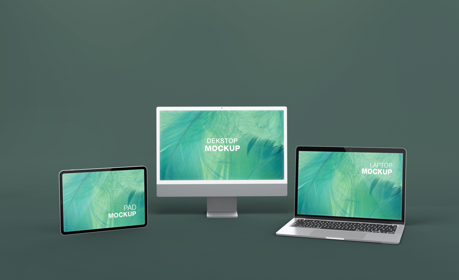 Realistic laptop, phone, pad, computer mockup design isolated render psd