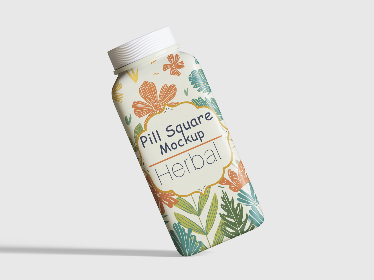 Pill square bottle editable mockup psd