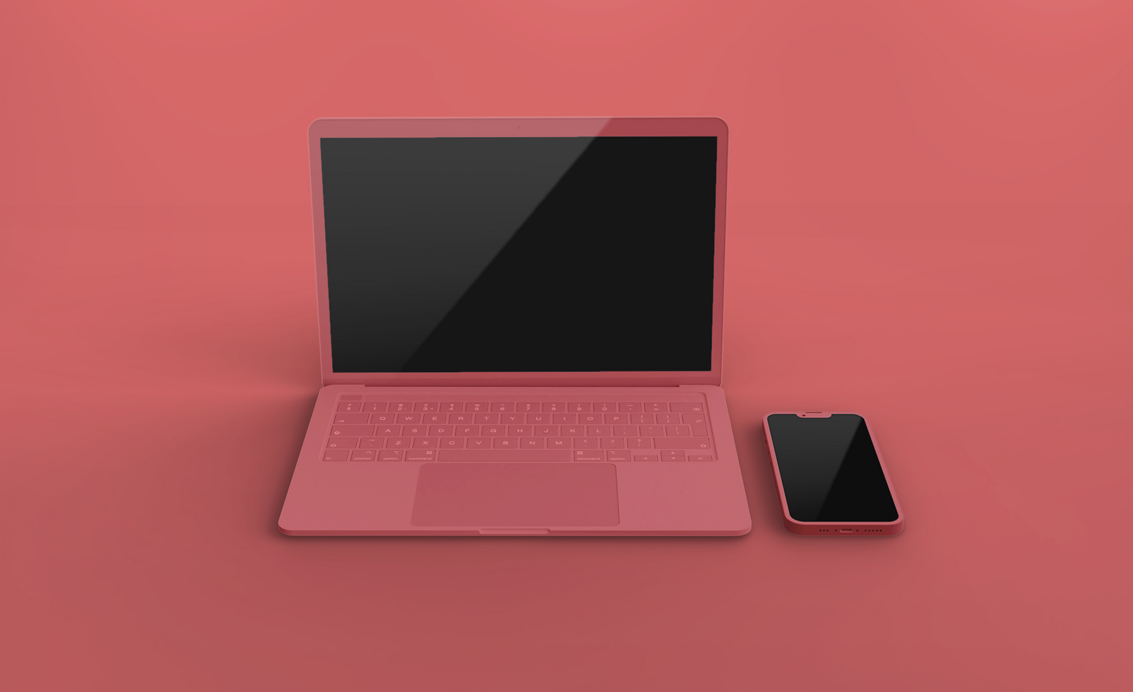 Realistic clay laptop with front view mockup design psd