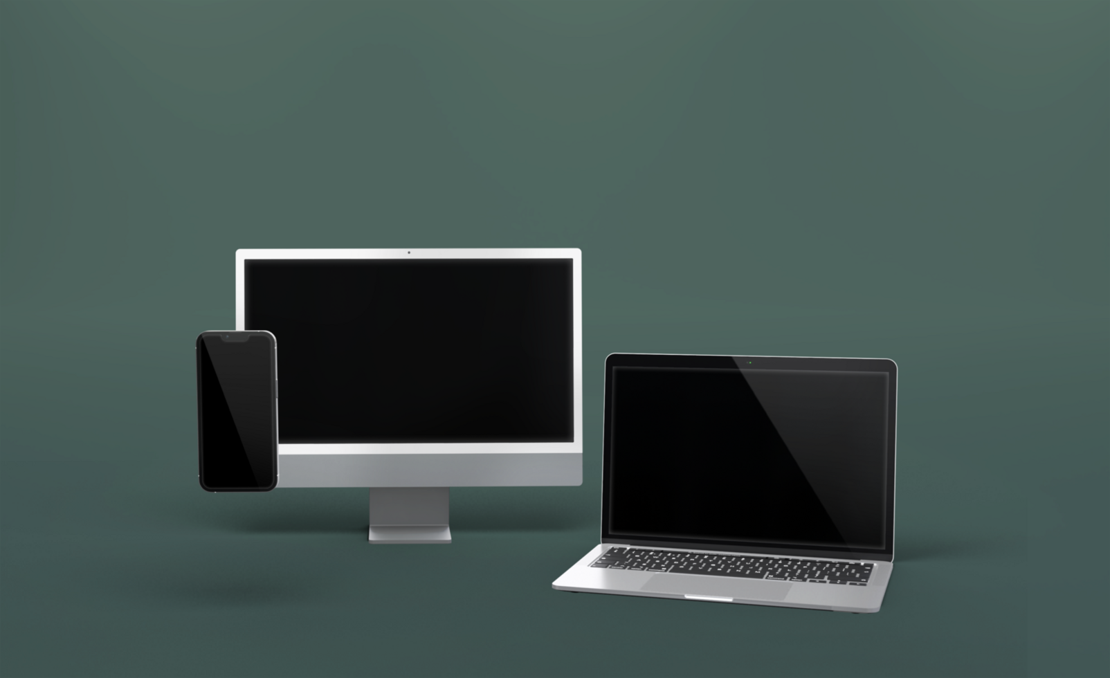 Realistic laptop, phone, pad, computer mockup design isolated render psd