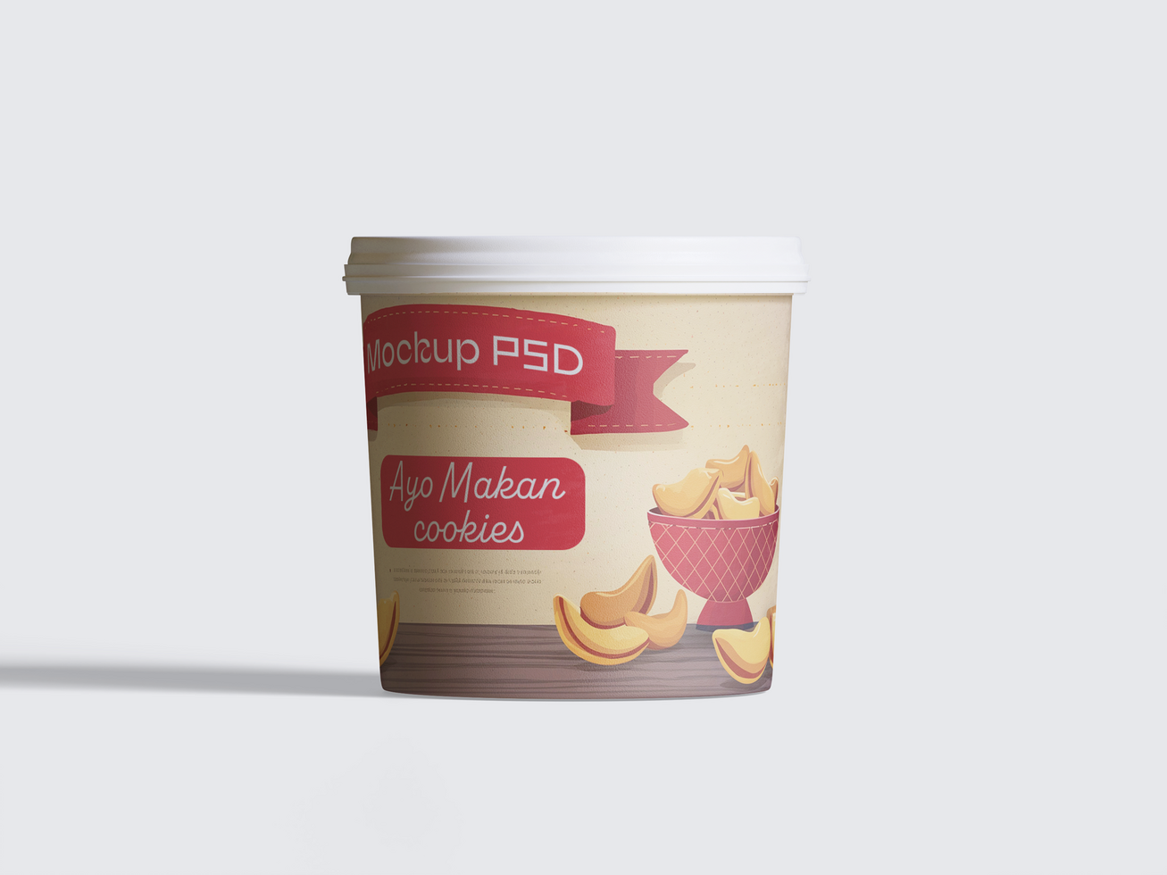 Ice cream or biscuit container pack mockup editable psd