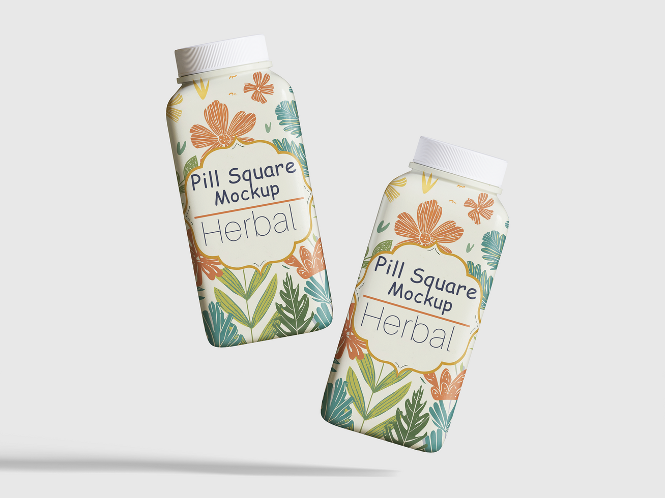 Pill square bottle editable mockup psd