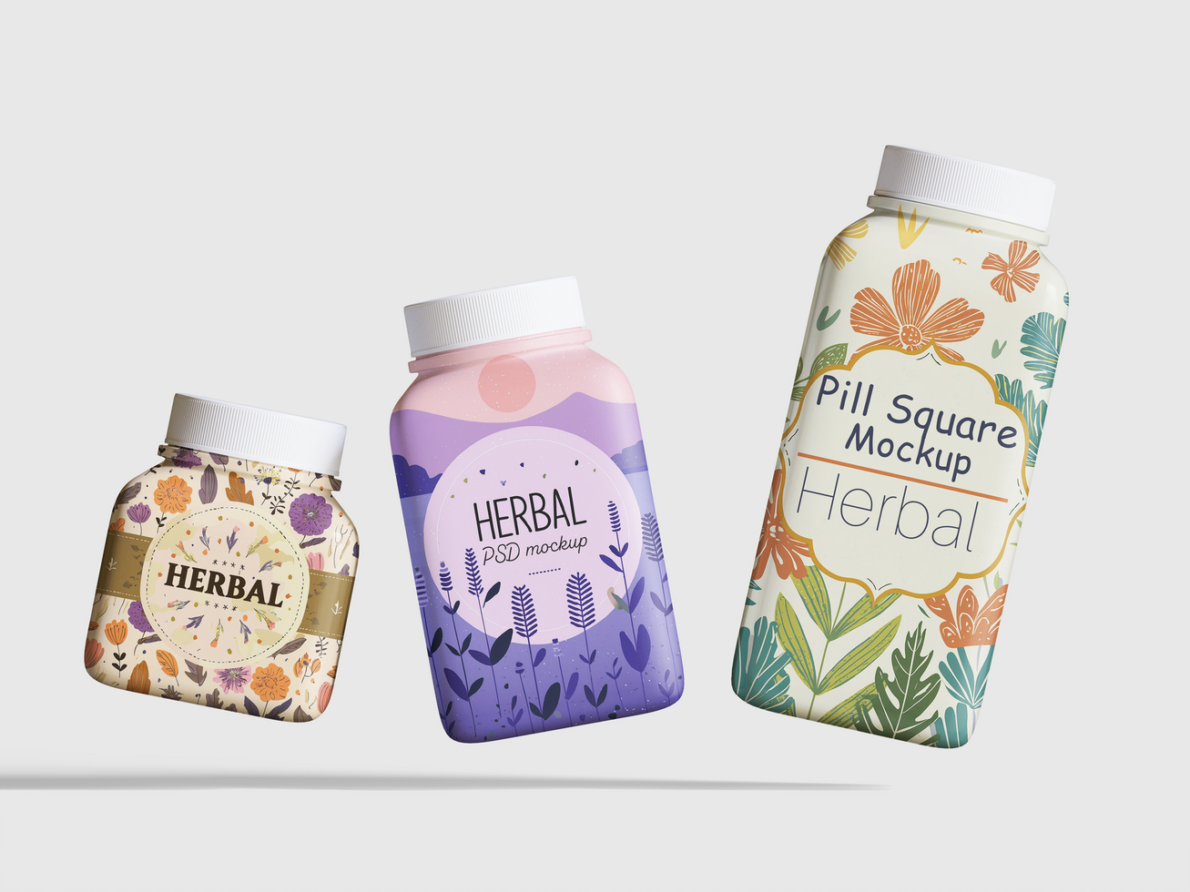 Pill square bottle editable mockup psd