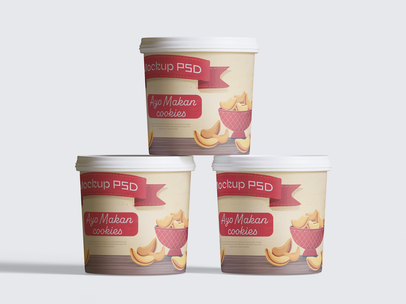 Ice cream or biscuit container pack mockup editable psd
