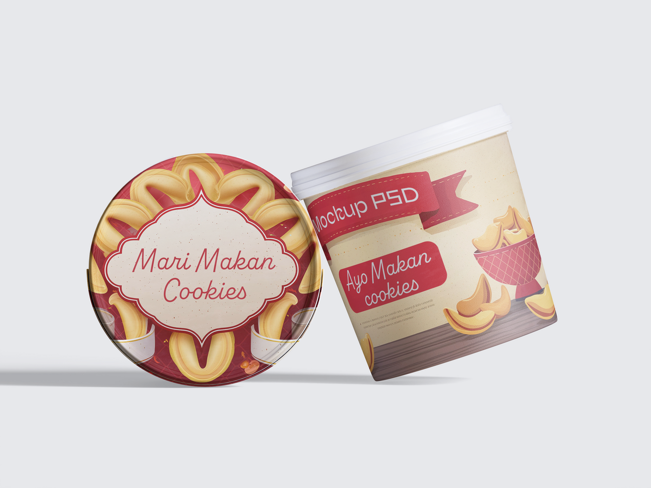 Ice cream or biscuit container pack mockup editable psd