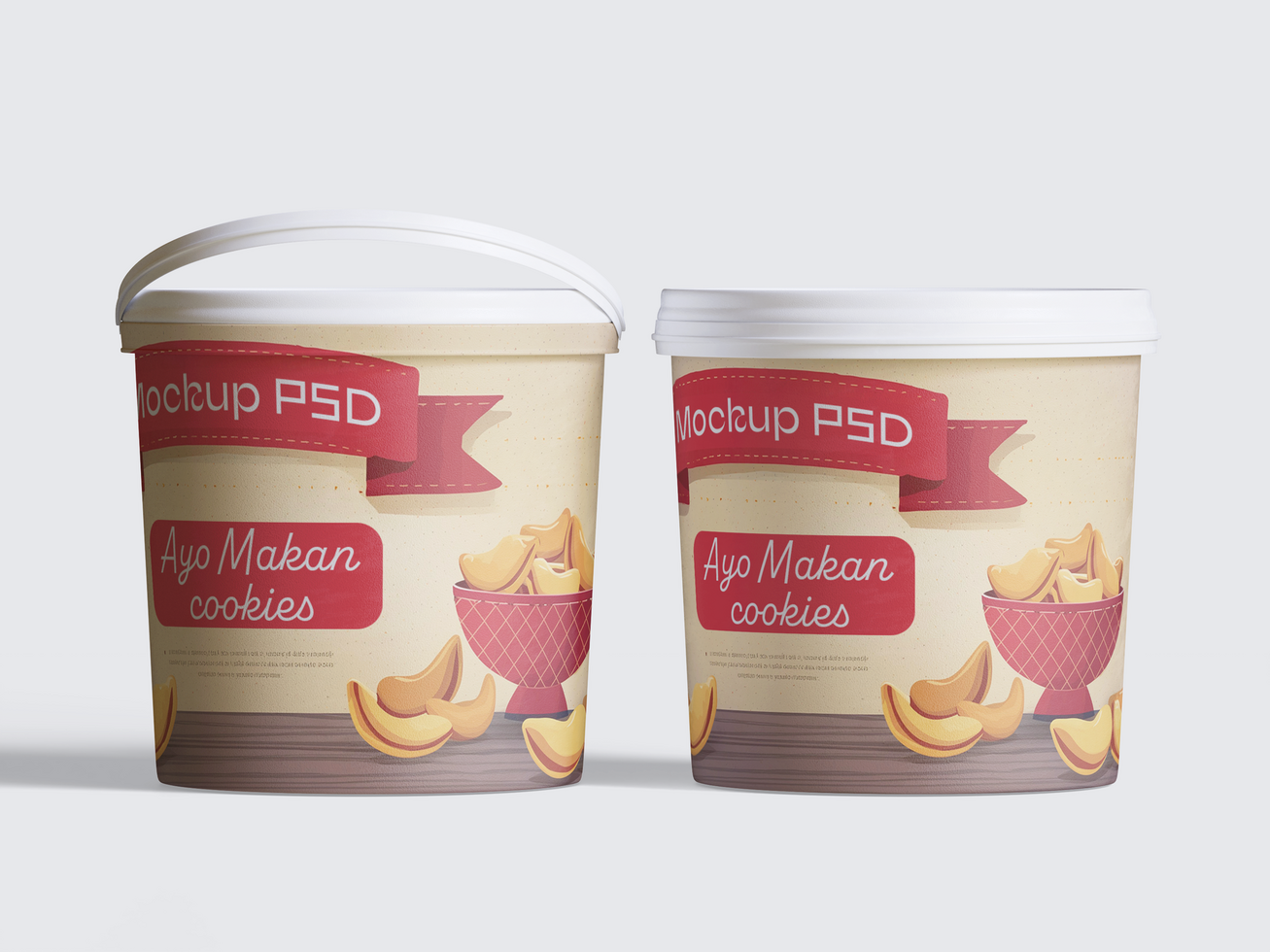 Ice cream or biscuit container pack mockup editable psd