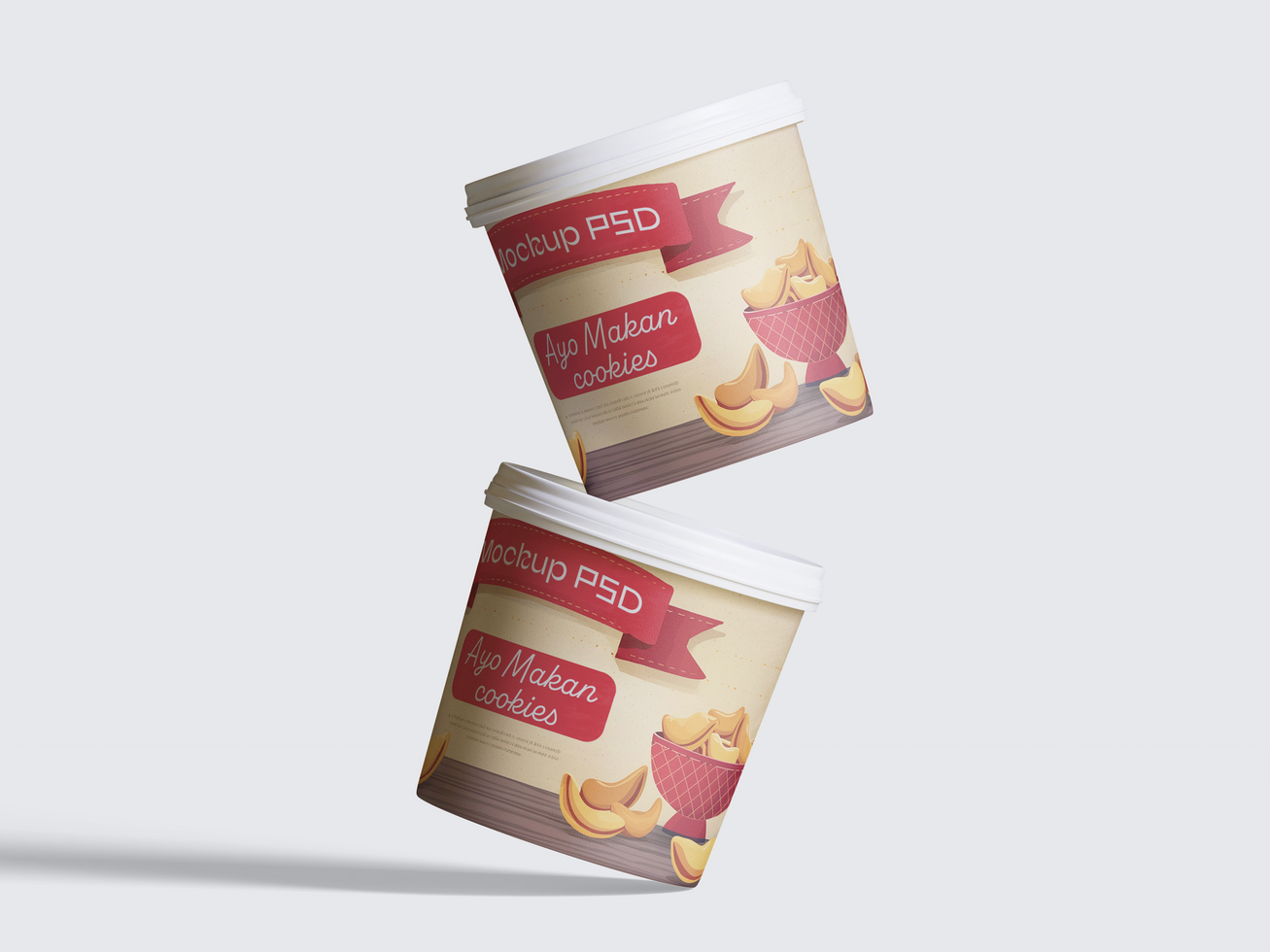 Ice cream or biscuit container pack mockup editable psd