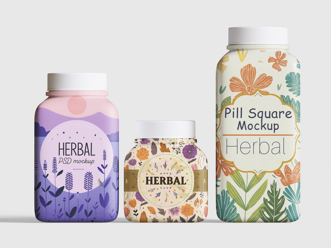 Pill square bottle editable mockup psd
