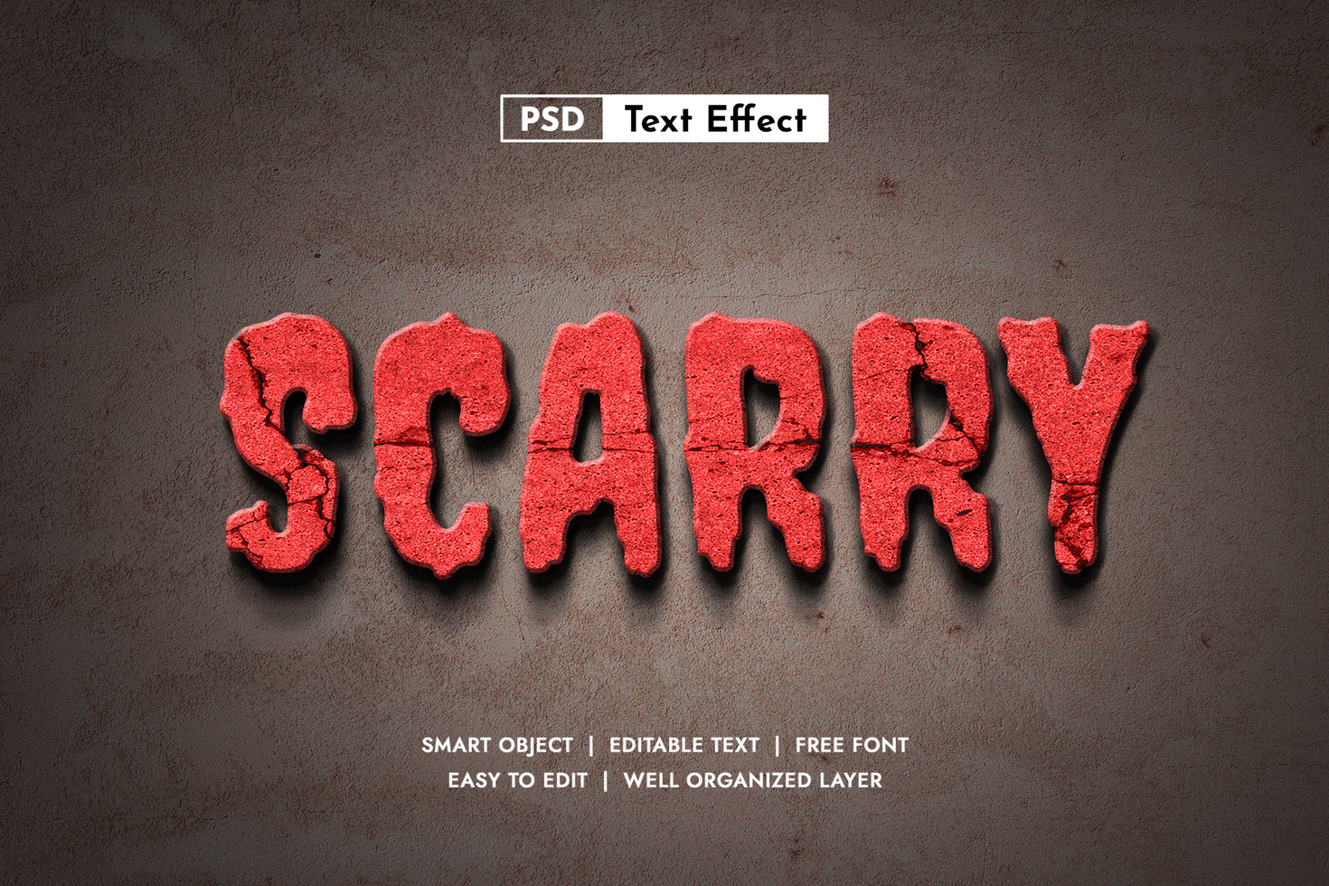 Horror Editable Smart Object Layer Style Text Effect psd
