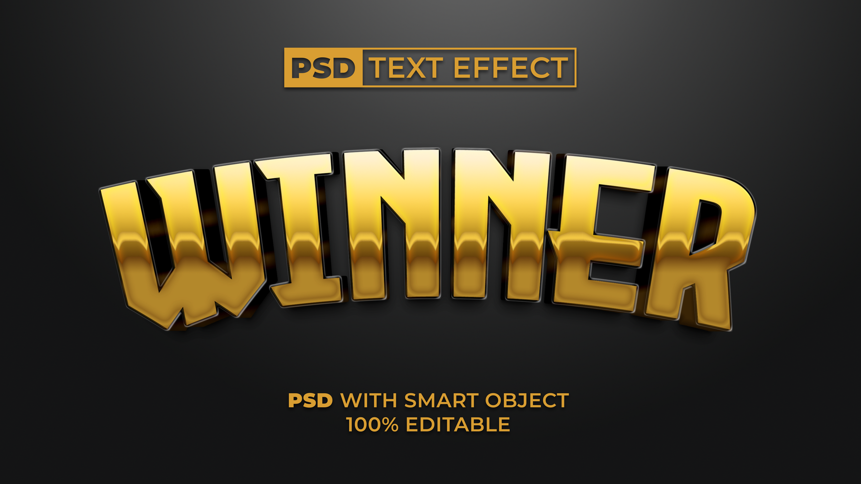Winner text effect gold style. Editable text effect. psd