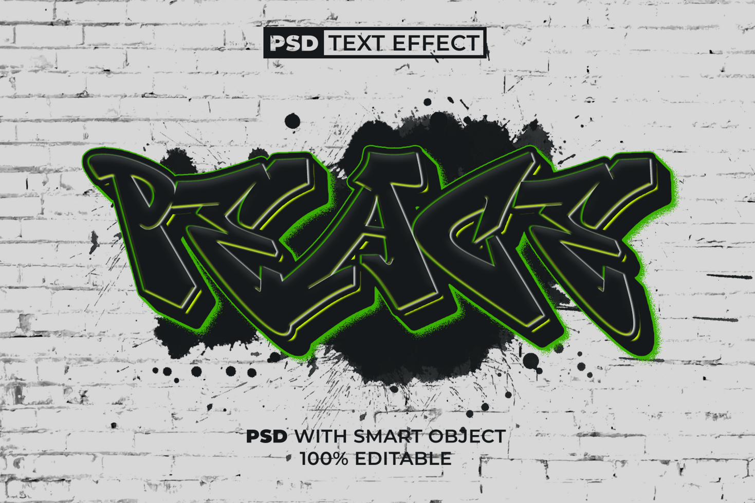 Peace Text Effect Graffiti Style. Editable Text Effect. psd
