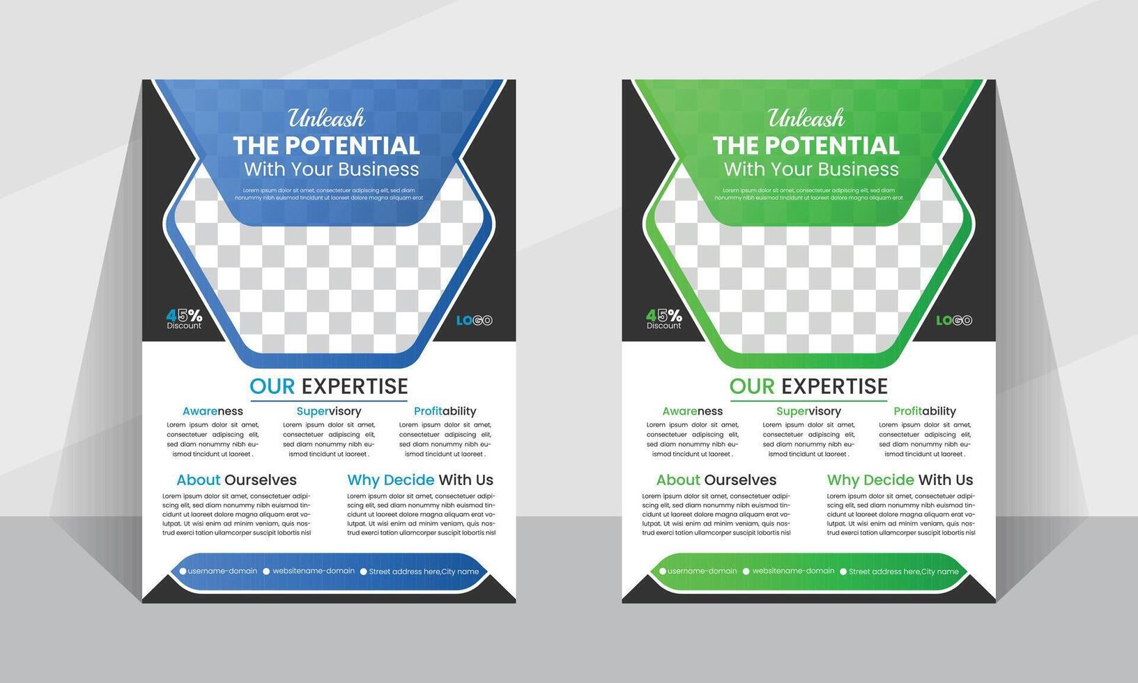 Modern clean professional leaflet layout design template for business vector