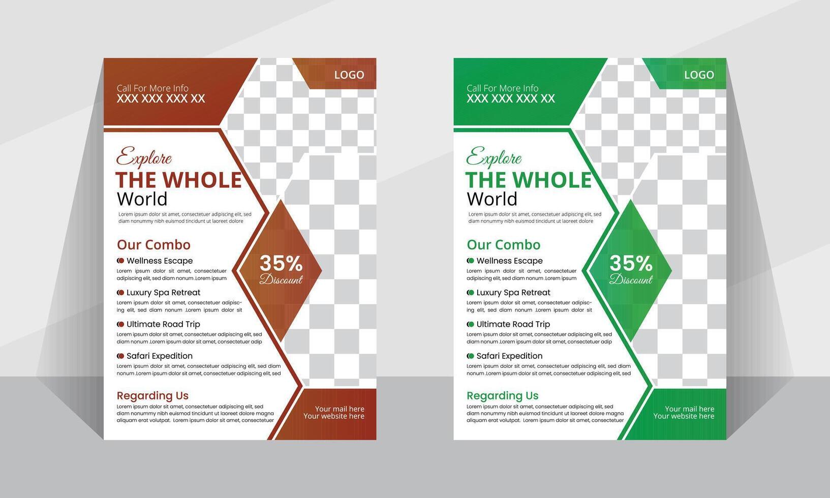 Modern minimal vactor flyer layout design template for travel vector