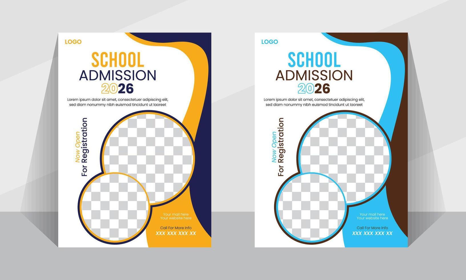 School admission leaflet layout template design vector