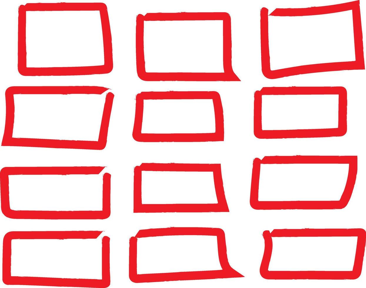 simple red color thin handmade a set of rectangle collection set vector