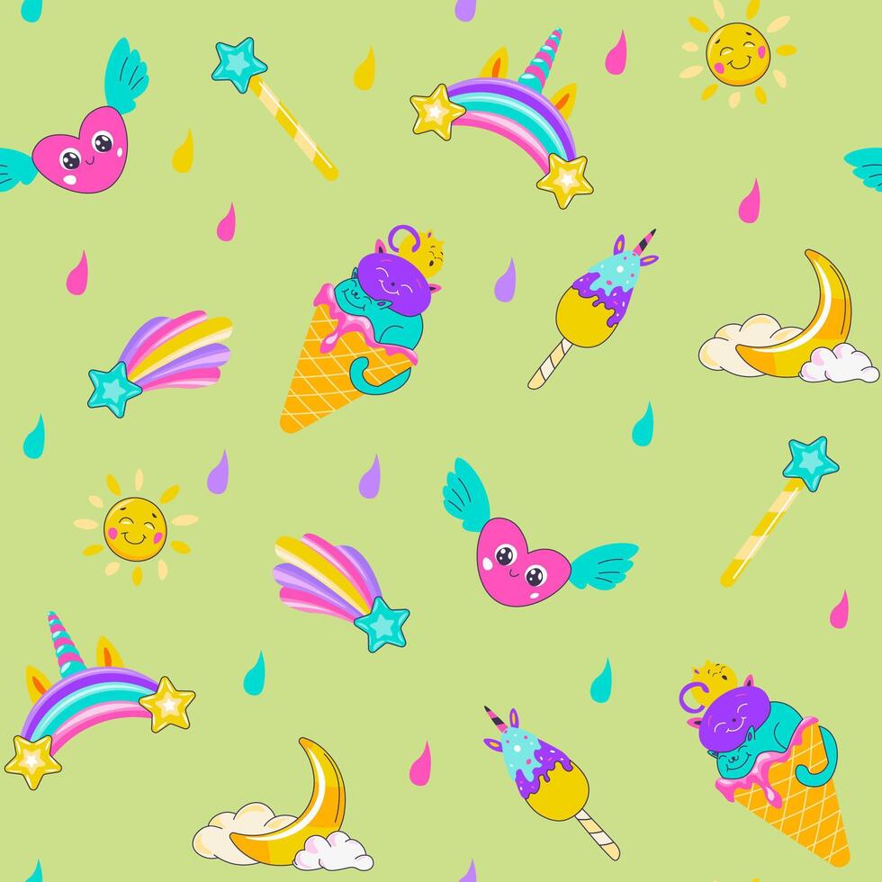Cute Unicorns and Ice Cream Pattern vector