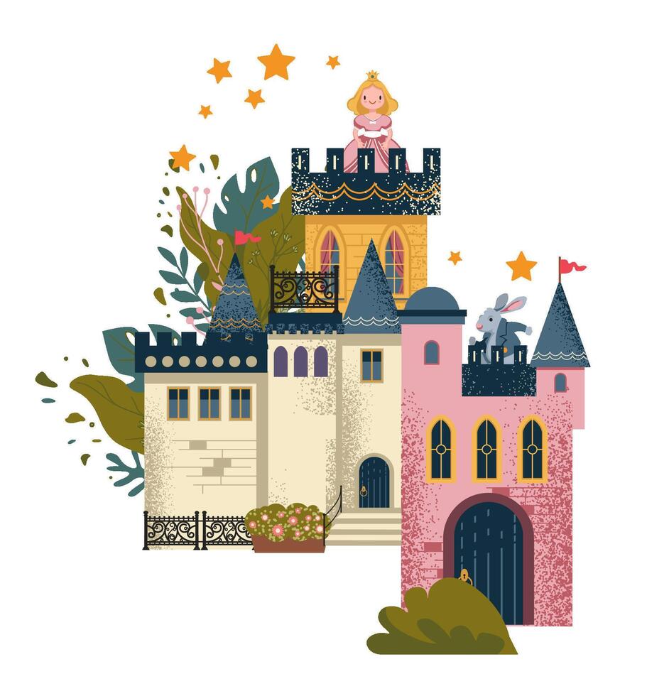 Princess Castle With Dragon vector