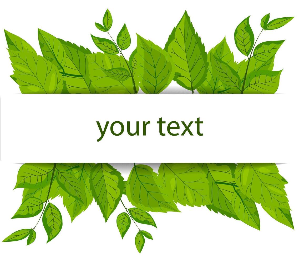 A featuring a square white frame embellished with vibrant green leaves. lush foliage surrounds the frame, creating a fresh, natural, and eco-friendly theme suitable. Mockup, template vector