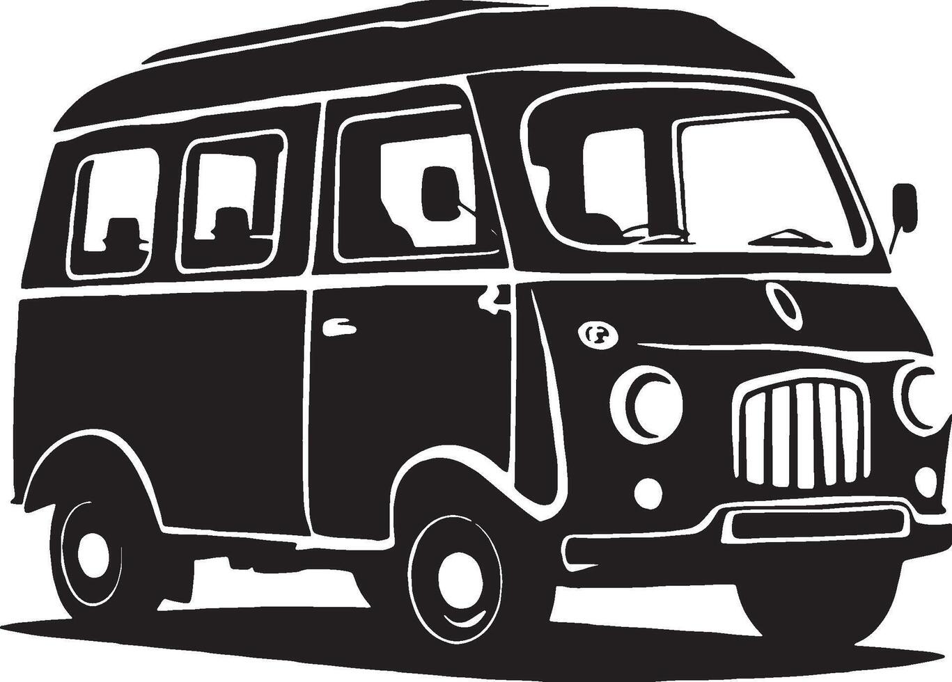 Microbus, Minibus Transport Silhouette Illustration Artwork vector