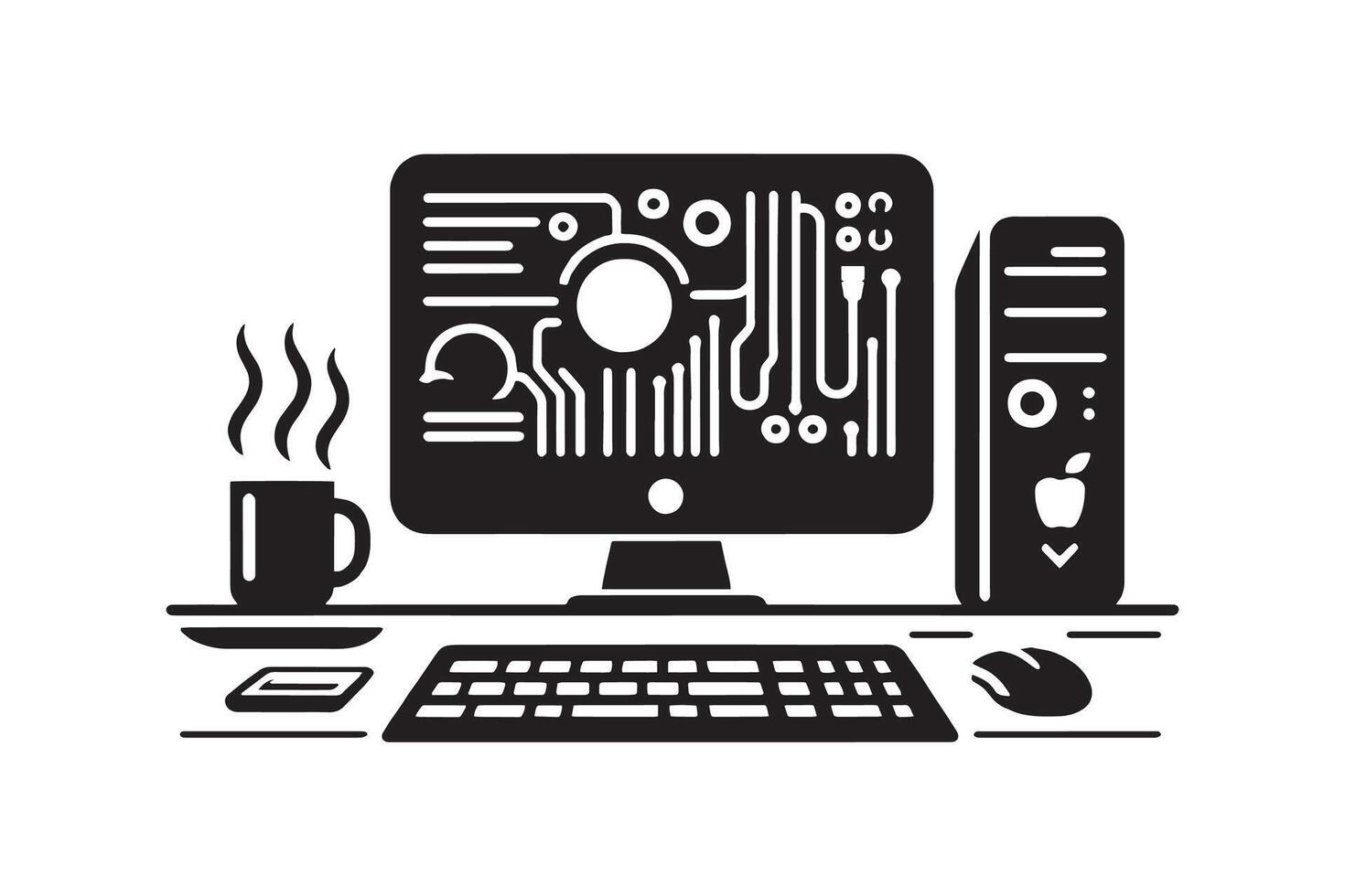 Computer Laptop Icon silhouette Illustration Artwork vector