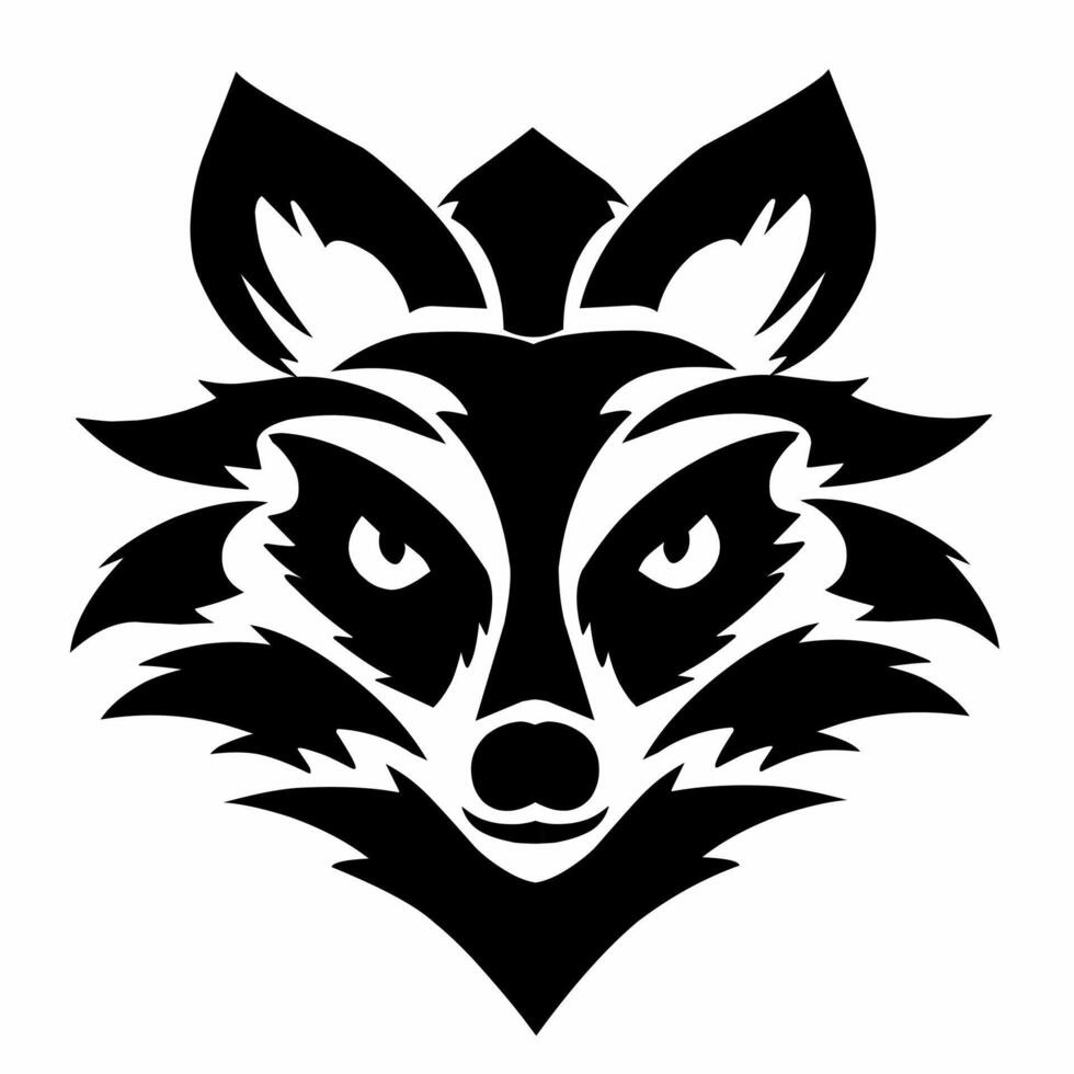 illustration graphic of tribal art abstract design raccoon face tattoo vector