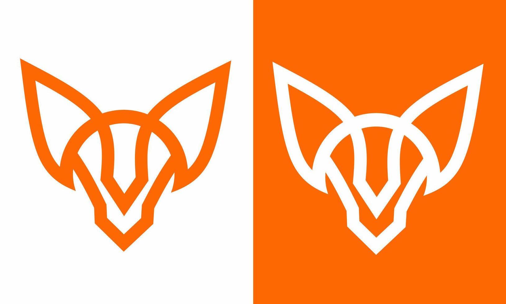 illustration graphic of template logo design simple mono line fox head vector