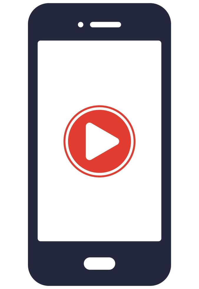 Smartphone with play button icon flat illustration isolated on white background. vector