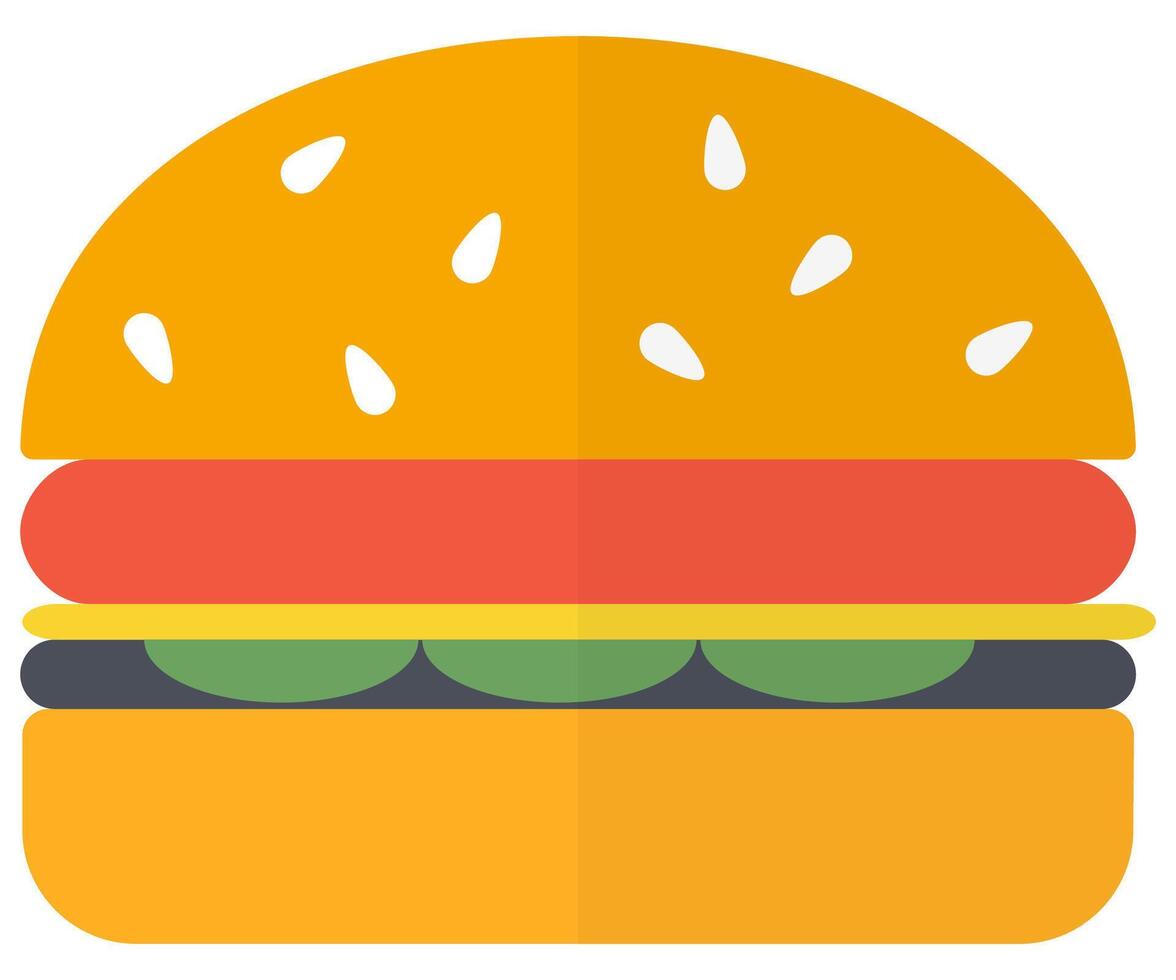 Hamburger flat illustration isolated on white background. vector