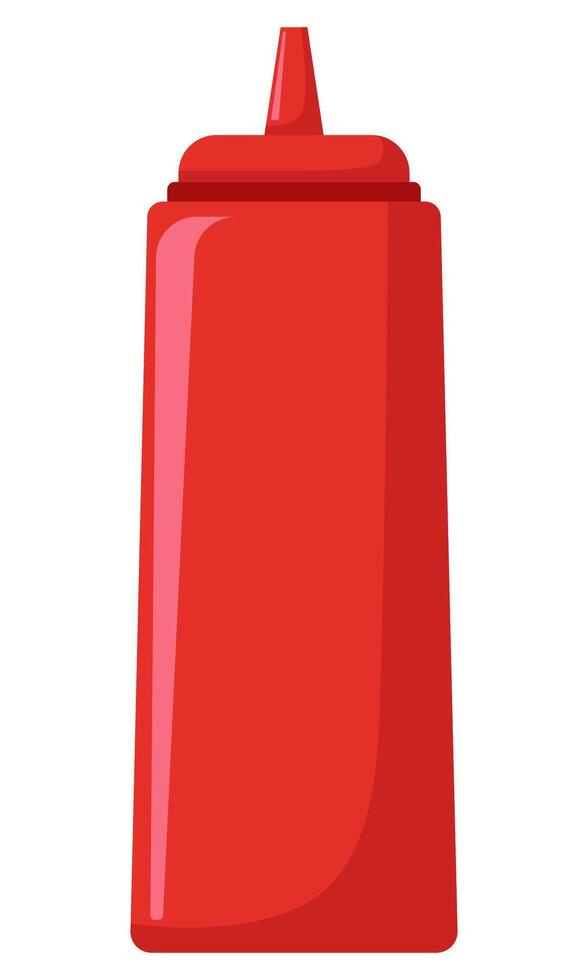 Red sauce bottle flat illustration isolated on white background. vector