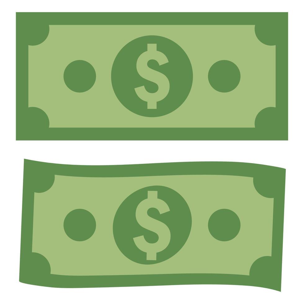 Flat illustration of dollar in different style isolated on white background. vector