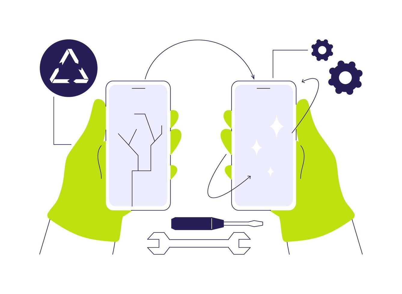 Refurbish electronics abstract concept illustration. vector