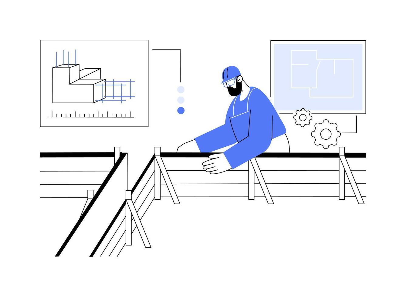 Setting up building lines abstract concept illustration. vector