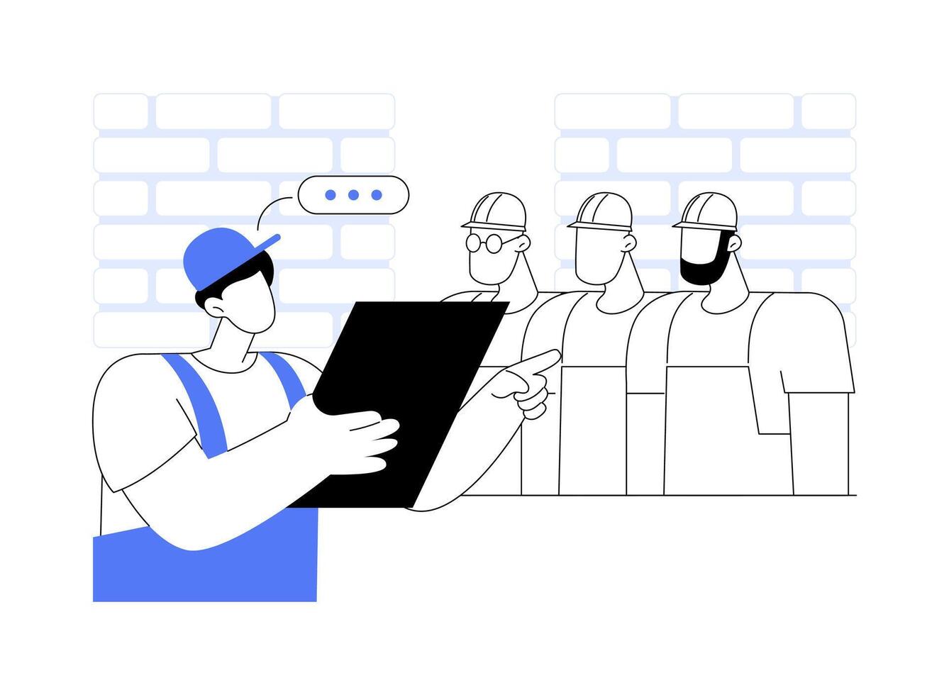 Construction team meeting abstract concept illustration. vector