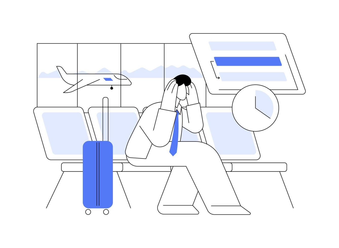 Flight delayed abstract concept illustration. vector