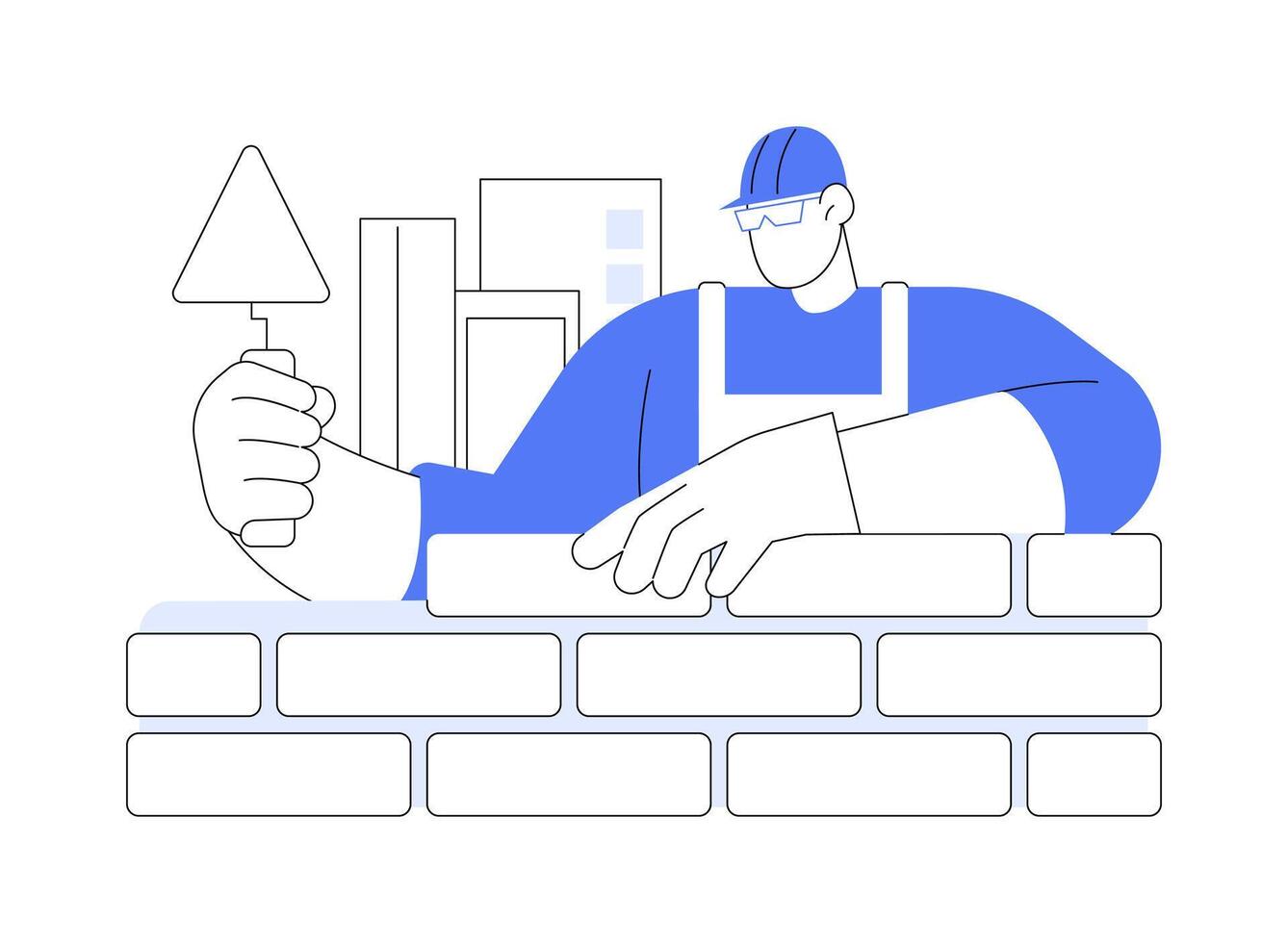 Laying bricks abstract concept illustration. vector