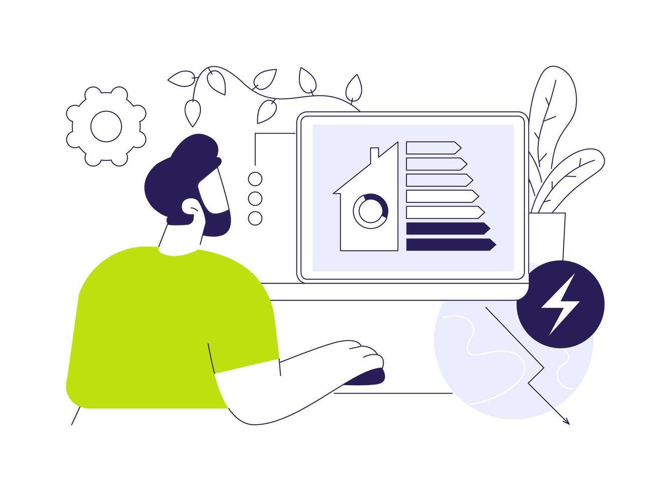 Energy-efficient computers abstract concept illustration. vector