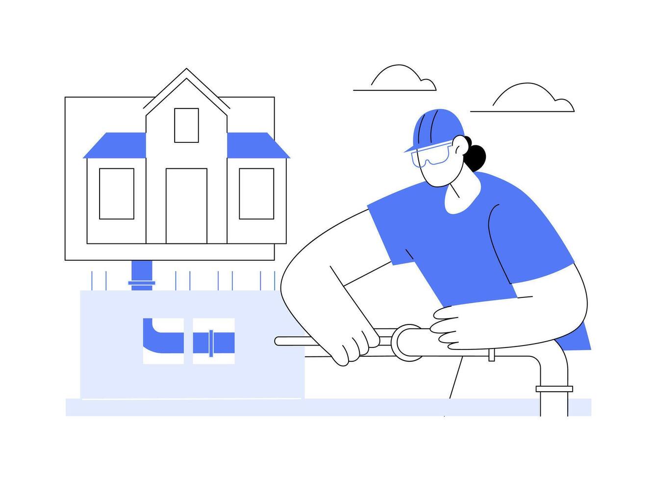 Laying pipes abstract concept illustration. vector