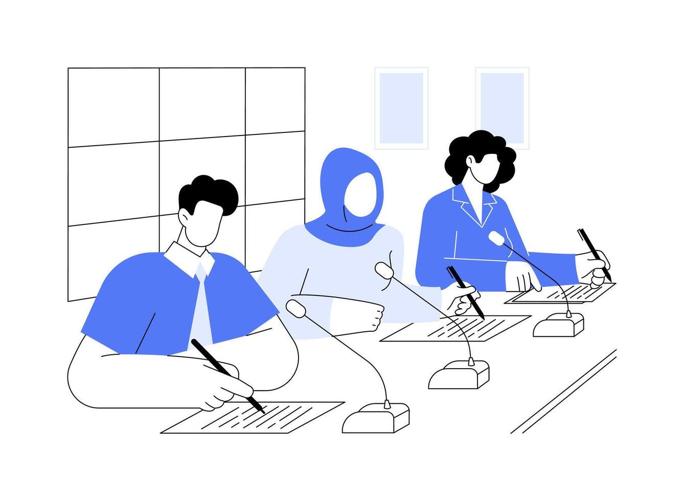 Meeting minutes abstract concept illustration. vector