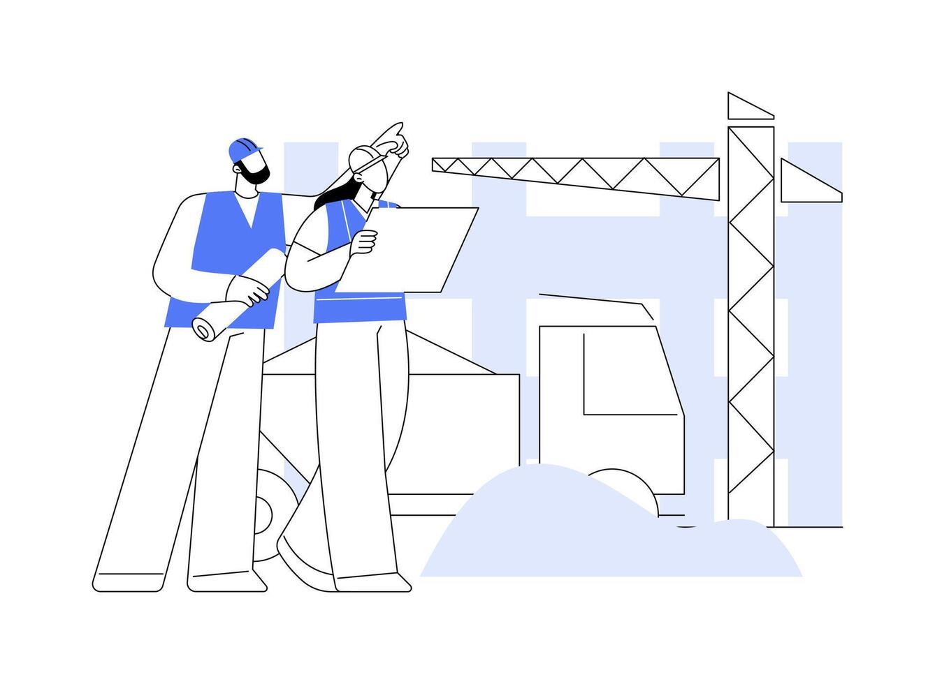 Construction observation abstract concept illustration. vector